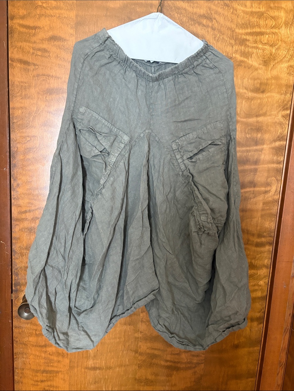 Tempo Paris Olive Green A-Line Linen Skirt